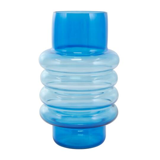 Blue Ombre Bubble Ribbed Glass Vase Set